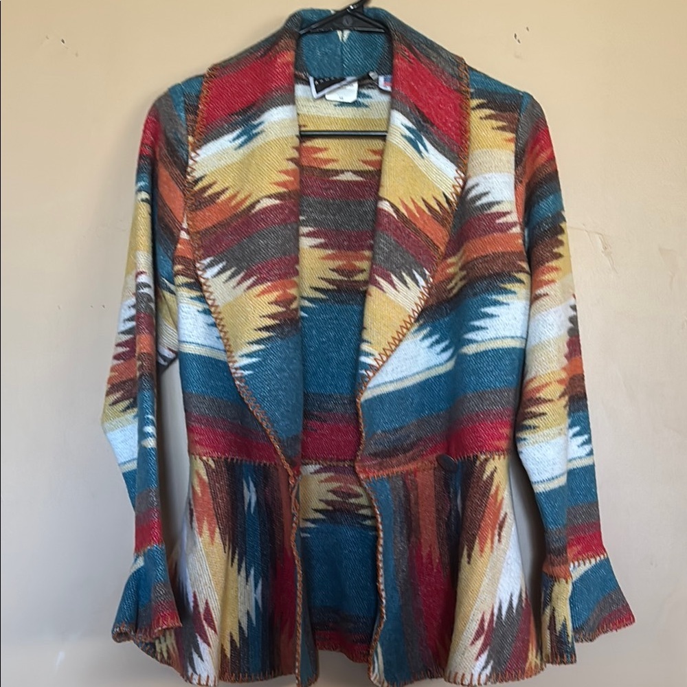 Colorful Geometric Patterned Cardigan